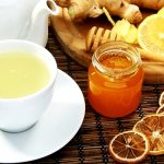 tea with ginger, honey and lemon in a cup