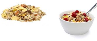 How many calories does muesli have?