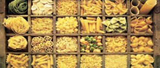 Various types of pasta in a box